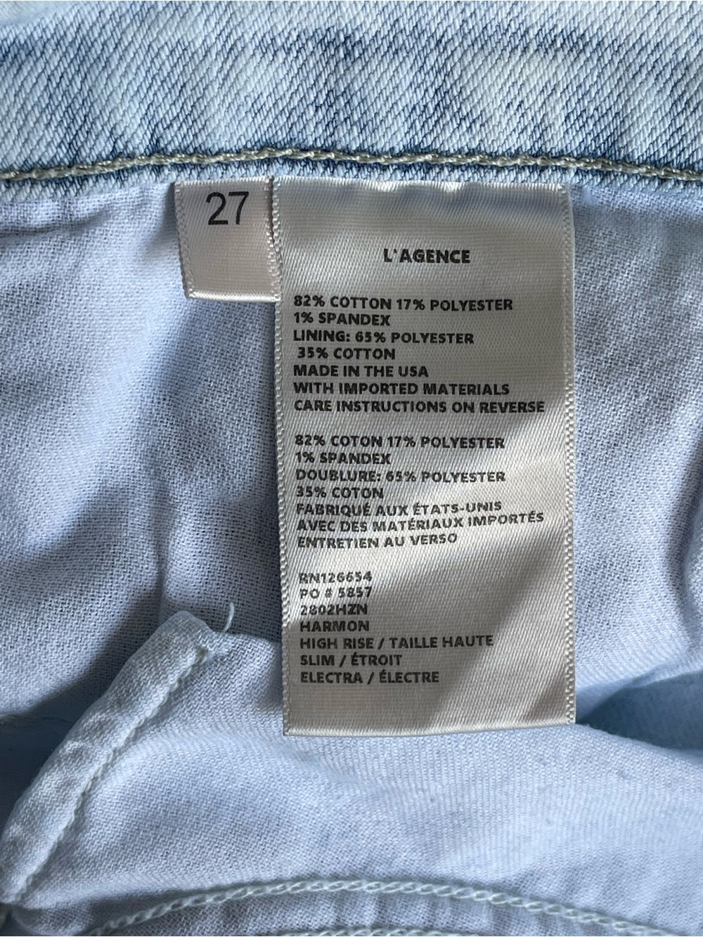 L’AGENCE Harmon High Waist Slim Raw Hem Jeans Electra Wash Size 27 - Picture 11 of 16